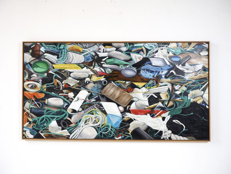 Refugo obstinado, óleo sobre tela 76,5X147,5cm, 2017